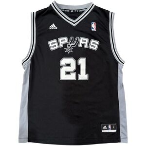 Adidas San Antonio Spurs Jersey Youth L Tim Duncan 21 Black NBA Basketball